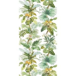 40.5 sq. ft. Greenery Tropical Leaf Trail Vinyl Peel and Stick Wall Mural (54 in. W x 108 in. H)