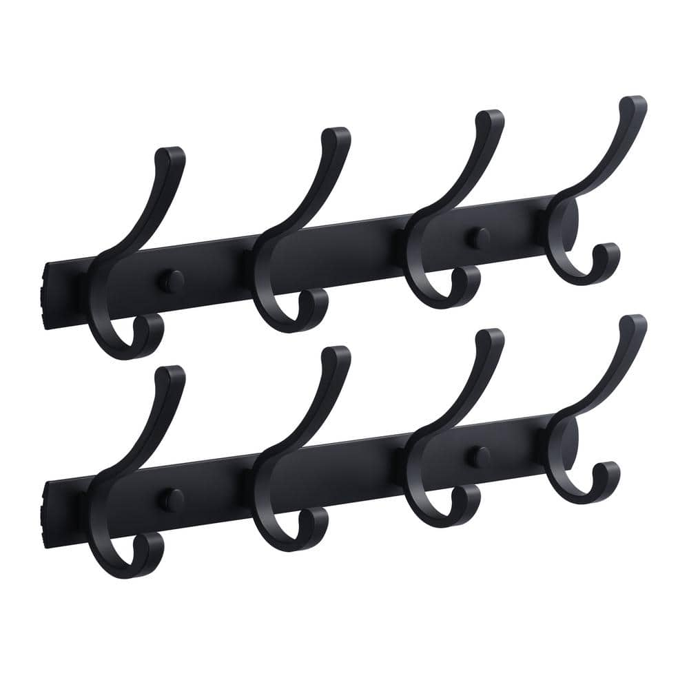 ALEASHA Quadruple J-Hook Robe/Towel Hook in Matte Black 2PCS AL ...