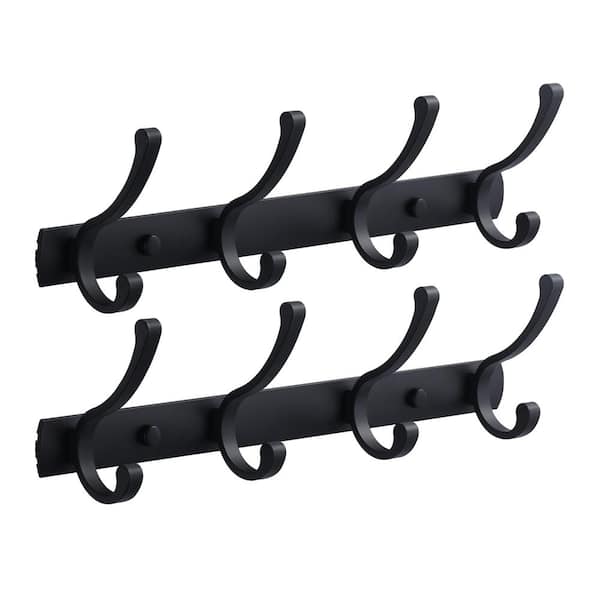 ALEASHA Quadruple J-Hook Robe/Towel Hook in Matte Black 2PCS