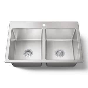 KOHLER Verse Drop-In Stainless Steel 33 in. 1-Hole Double Bowl