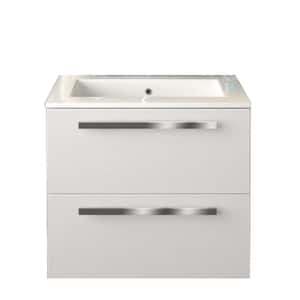 Ameno 24 in. W x 18 in. D x 20 in. H Floating Bath Vanity in White with White Tekorlux Vanity Top with Basin