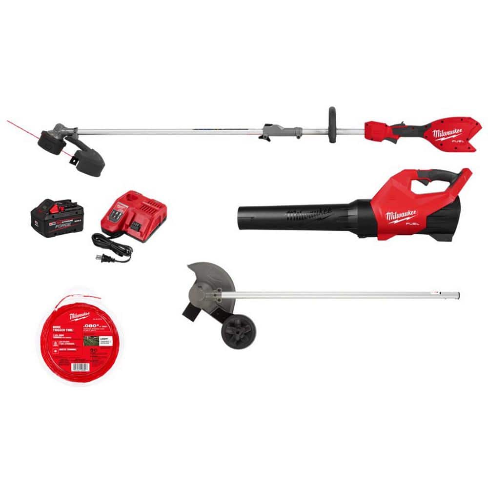 M18 FUEL 18V 16 in. Brushless Cordless QUIK-LOK String Trimmer/Blower 8.0 Ah Combo Kit w/ Edger and .080 Trimmer Line -  Milwaukee, 3031-211812