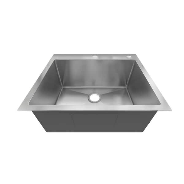 Sinber 25 in. Drop-In Single Bowl 18-Gauge 304 Stainless Steel Kitchen Sink