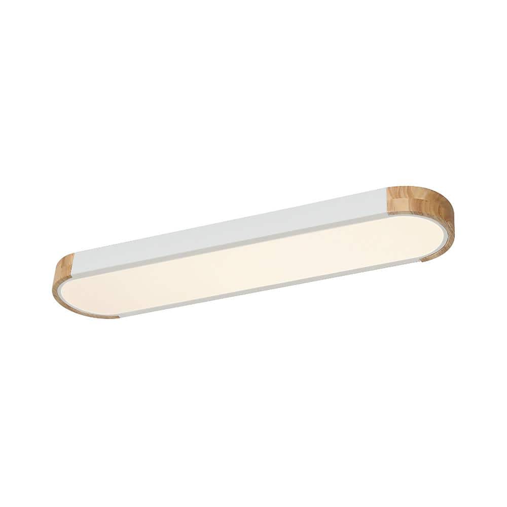 Lumin 38 in. 1-Light White Integrated LED Flush Mount Minimalist Long Oval Wood Ceiling Light Warm Light 3000K price history on PriceWatchPro