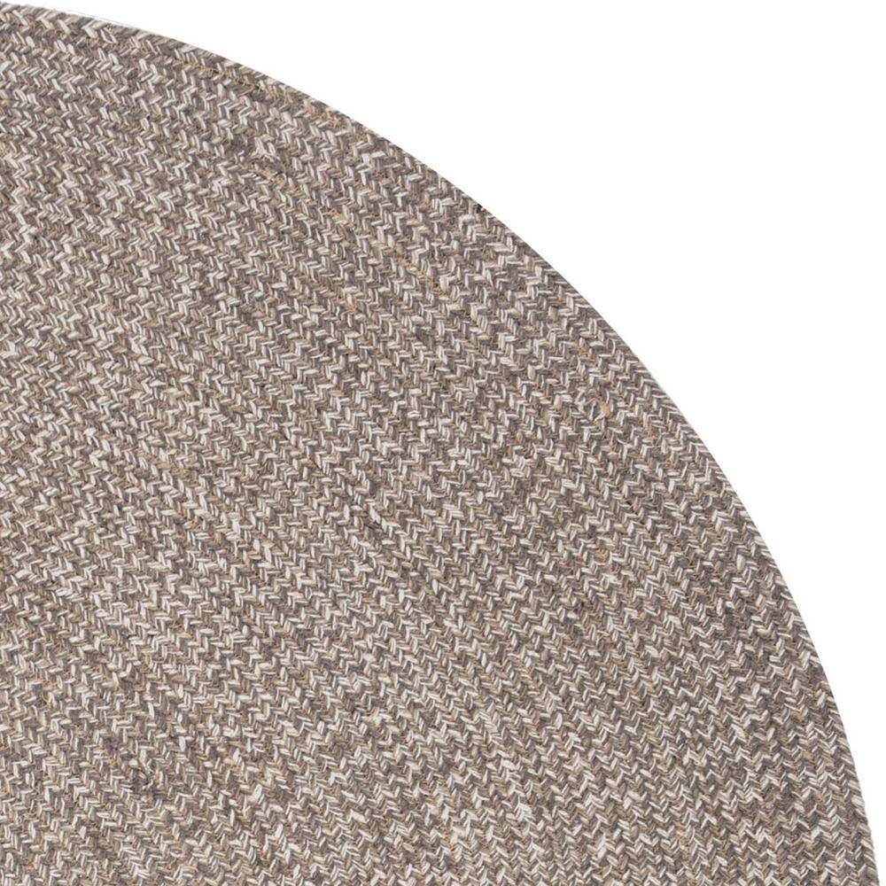 Handmade Ivory & Beige Round Braided Wool-Cotton Rug, 4' Diameter