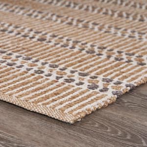 Handwoven Detailed Natural/Gray 7 ft. 9 in. x 9 ft. 9 in. LR03376 Natural Jute Area Rug