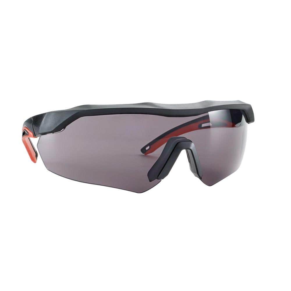 Black with Red Accent Frame and Gray Anti-Fog Lens Performance Safety Glass