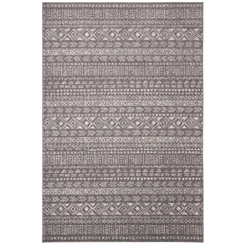 SAFAVIEH Tulum Dark Gray/Ivory 4 ft. x 6 ft. Geometric Tribal Diamond ...