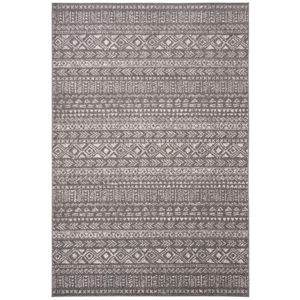SAFAVIEH Tulum Dark Gray/Ivory 4 ft. x 6 ft. Geometric Tribal Diamond Area Rug