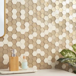 Argent Hex Bronze 11.81 in. x 11.93 in. Matte Glass Wall Mosaic Tile (0.97 sq. ft./Each)