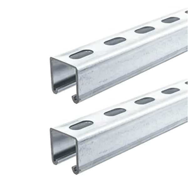 4.76 ft Slotted Strut Channel Rail, 1-5/8 in W x 1-5/8 in H 12 Gauge Galvanized Steel Channel, 2-Pack