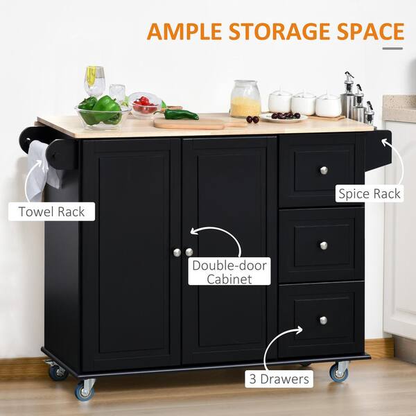 Unbranded - Outdoor Grill Cart with Drop Leaf, Storage Trolley Cart on Wheels, 3-Drawers, 2-Door Cabinet