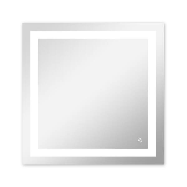 Unbranded 36 in. W x 36 in. H Square Frameless LED Lighted Anti-Fog Wall Mounted Bathroom Vanity Mirror