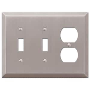 Metallic 3 Gang 2-Toggle and 1-Duplex Steel Wall Plate - Brushed Nickel