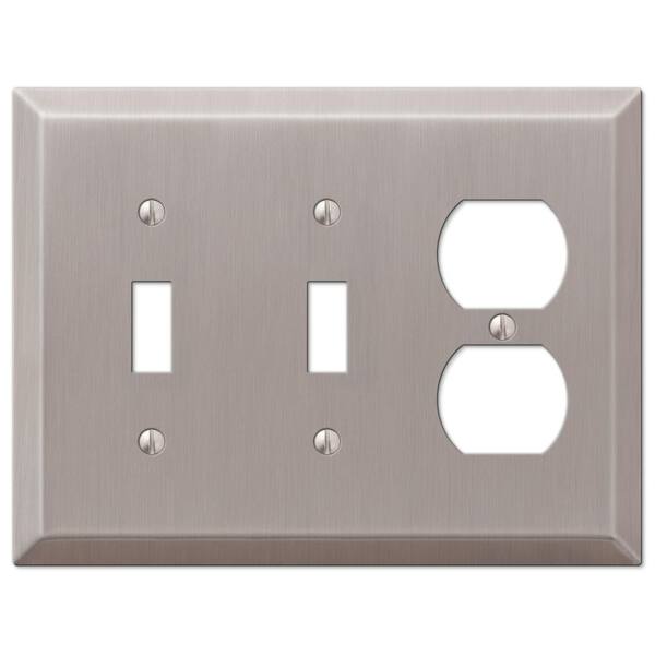 thumbnail image 2 of NovaBloom 3-Gang Light Switch Cover - 2 Pack Brushed Nickel Metal Wall Plate 2 of 9