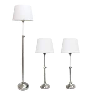 59 in. Brushed Nickel Adjustable Floor Lamp (3-Pack Set)