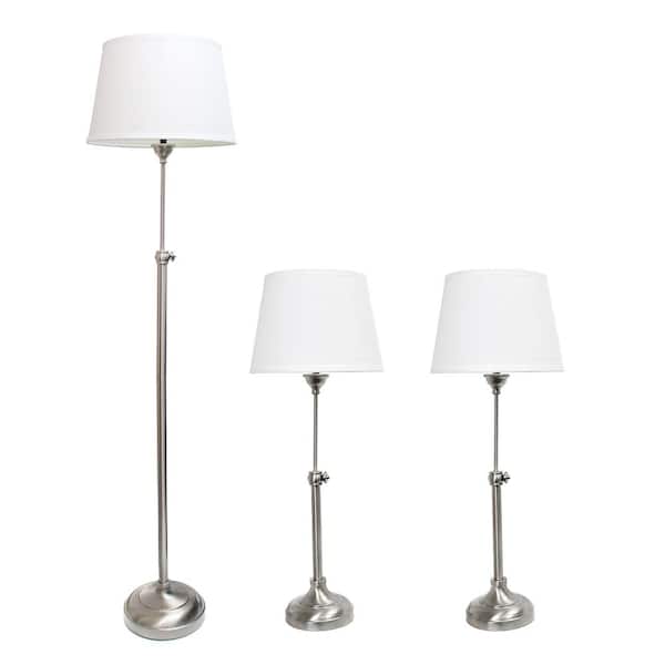 Elegant Designs 59 in. Brushed Nickel Adjustable Floor Lamp (3-Pack Set)
