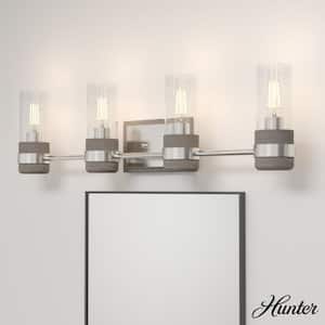 River Mill 30.5 in. 4-Light Brushed Nickel Vanity Light with Clear Seeded Glass Shades