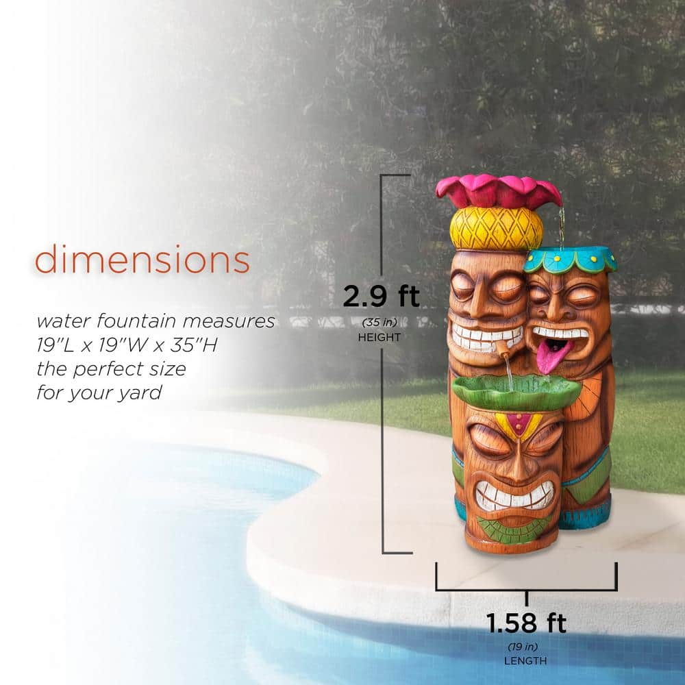Colorful Tiki Head Polyresin Outdoor Fountain with LED Lights