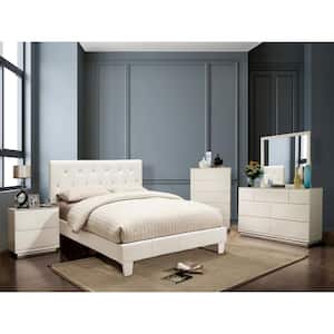 Firefoot White Faux Leather Upholstered Full Platform Bed