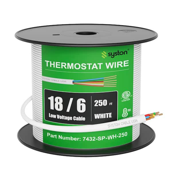 Syston Cable Technology 250 ft. 18/6 White Solid Bare Copper CMR/CL3R Doorbell HAVC Heating Control Thermostat Wire
