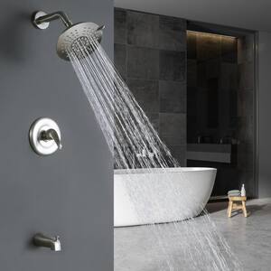 Bado Round 6 in. Dia Single-Handle 5-Spray Tub and Shower Faucet in Brushed Nickel (Valve Included)
