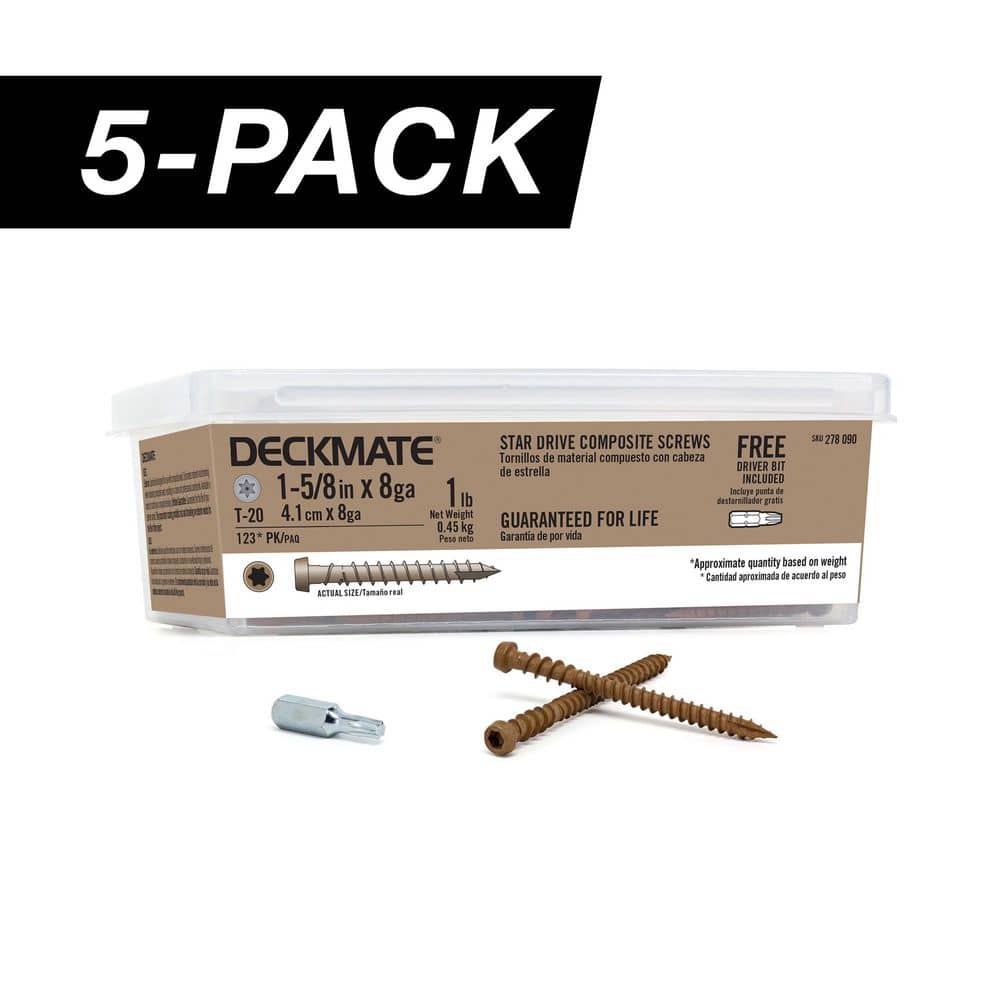 5-Pack #8 x 1-5/8 in. Brown Star Drive Pan-Head Composite Deck Screws (5 lb. / 735-Piece) price history on PriceWatchPro