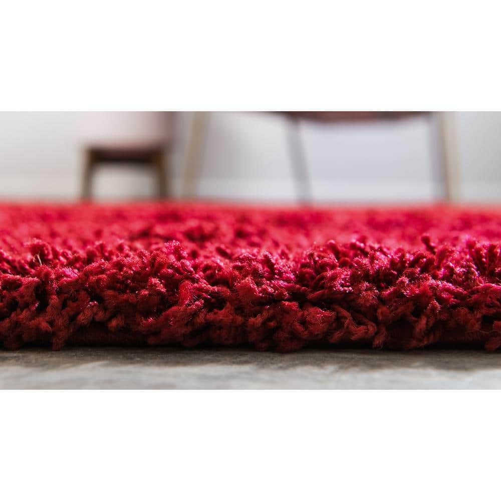 Cherry Red Luxurious Shag Rug 7'x10' - Reversible and Washable