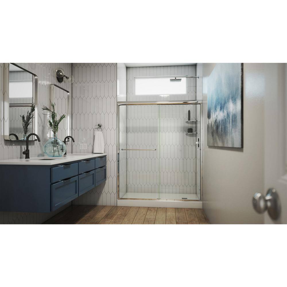Alliance Pro 56'' Matte Black Semi-Frameless Sliding Shower Door