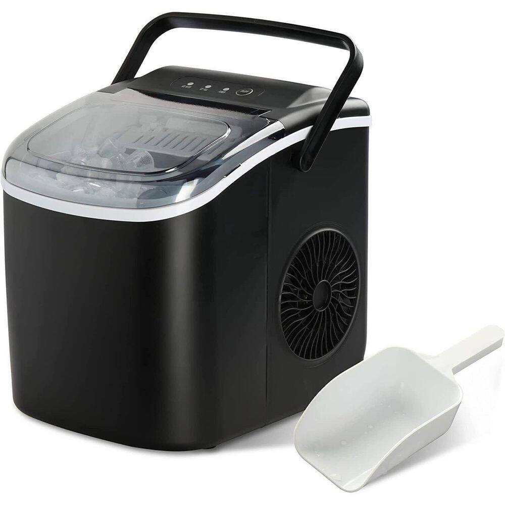 Tatahance 26 lb. Portable Self-Clean Ice Maker in Black with Scoop and Basket