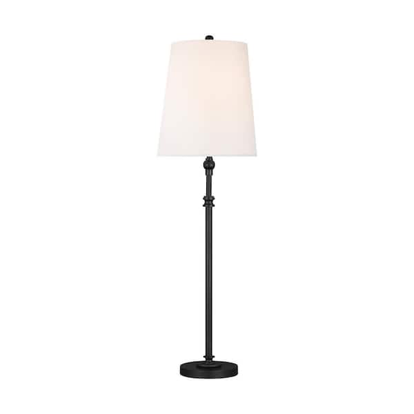 Capri 29 in. Aged Iron Table Lamp with White Linen Shade