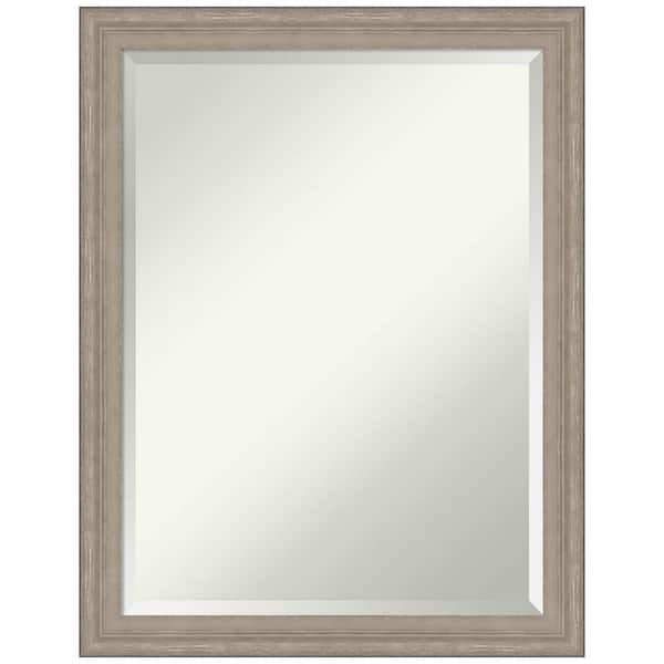 Amanti Art Medium Rectangle Satin Grey Beveled Glass Casual Mirror (27 in. H x 21 in. W)