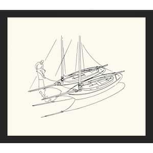 Two Sailboats Sketch Framed Giclee Sailing Art Print 31 in. x 27 in.