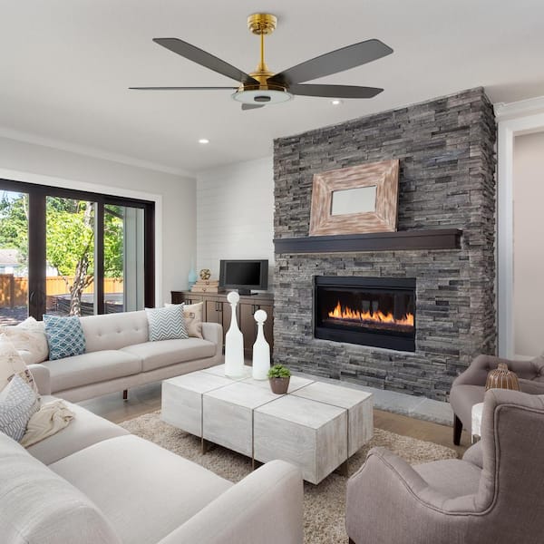 Hardley 56 in. Dimmable LED Indoor/Outdoor Gold Smart Ceiling Fan with Light and Remote, Works with Alexa/Google Home