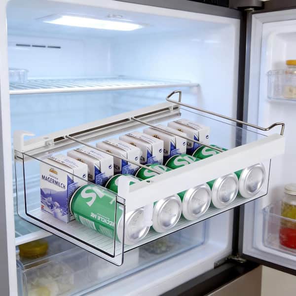 Heavy Duty Food Grade Plastic Fridge Drawer Organizer with Easy Pull Out Slide Rail 1 Pack, Easy to Clean