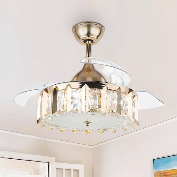 French Gold Glam Crystal Ceiling Fan