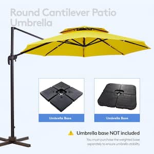 10 ft. Round Patio Cantilever Umbrella With Cover in Yellow