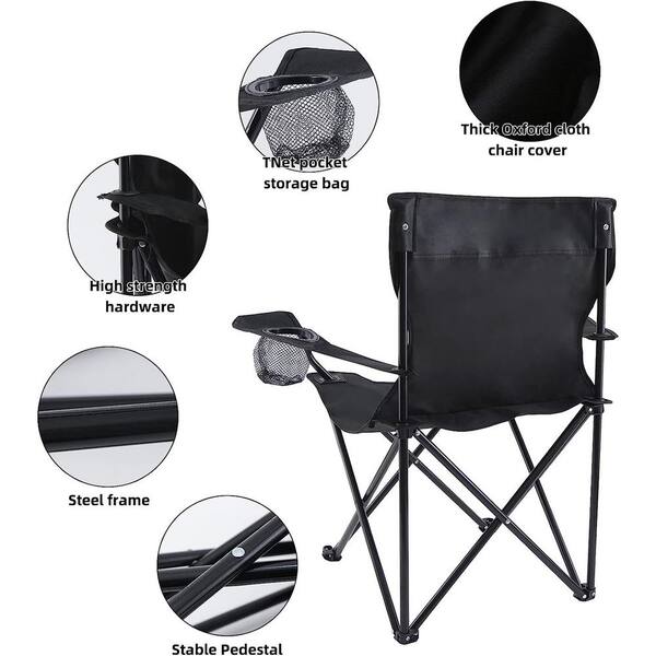  Portable Folding Chair, Canopy Lounge Chair with Sunshade for  Camping, Collapsible Anti-Slip Padded Oxford Cloth Portable Stool with Cup  Holder for Beach, Hiking, Fishing, Gardening, Picnic, Black : Sports &  Outdoors