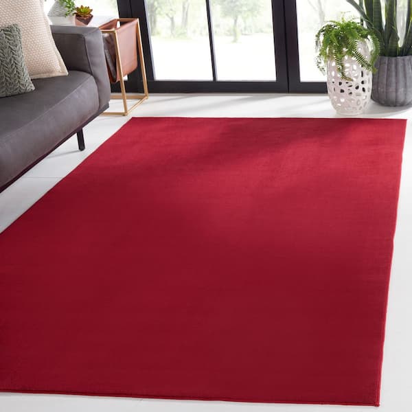 Loft Red  3 ft. x 5 ft. Machine Washable Modern Solid Area Rug