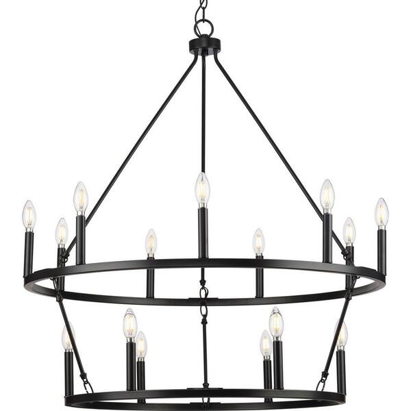 Progress Lighting Gilliam 35-1/2 in. 15-Light Matte Black Chandelier