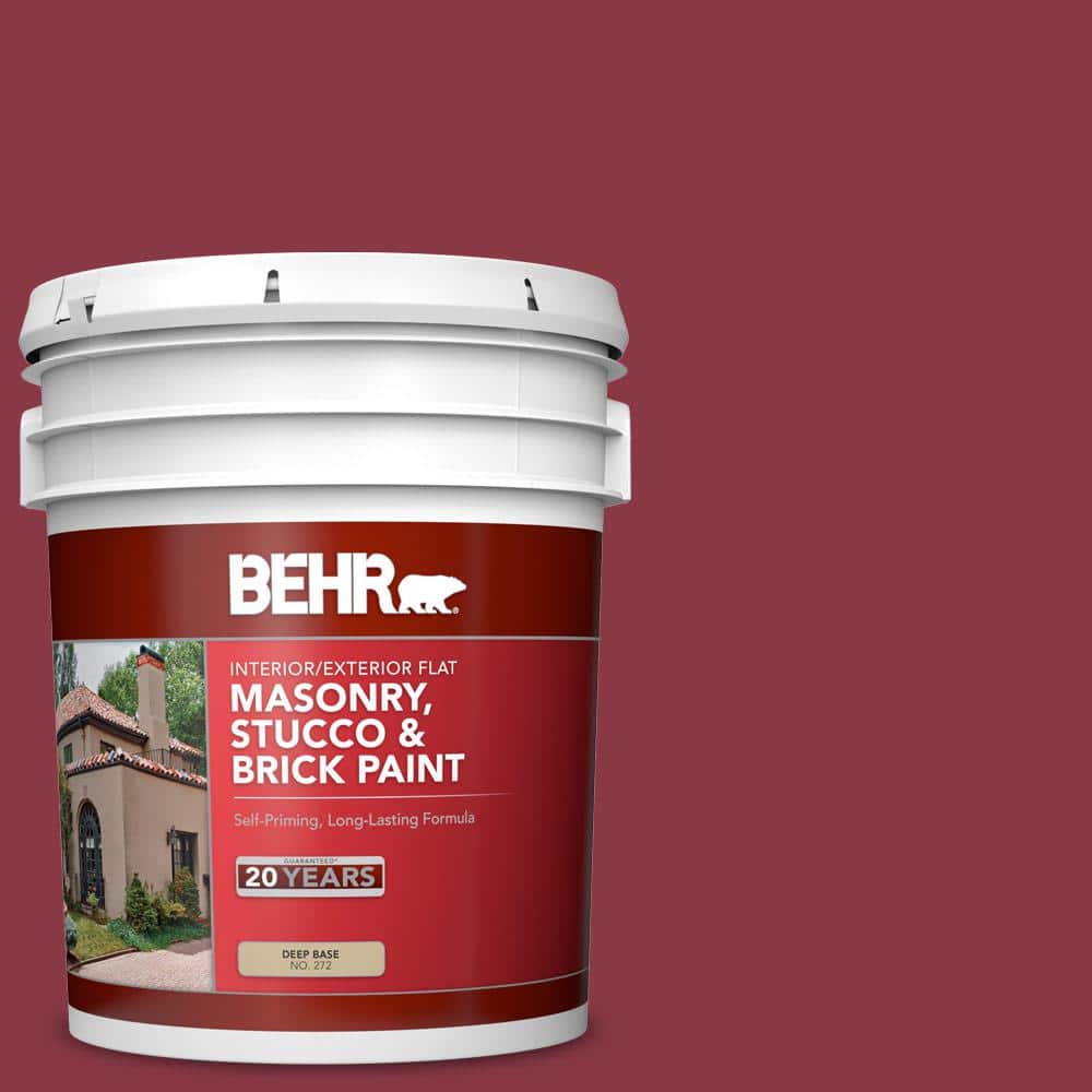 5 gal. #PPU1-10 Forbidden Red Flat Interior/Exterior Masonry, Stucco and Br