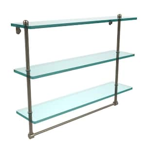 Allied Brass 22 in. L x 12 in. H x 5 in. W 2-Tier Clear Glass Bathroom Shelf  with Towel Bar in Antique Pewter P1000-2TB/22-GAL-PEW - The Home Depot