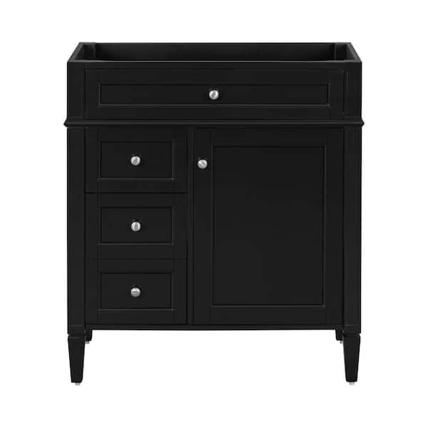 29.3 in. Bath Vanity Cabinet Without Top in Black Unassembled