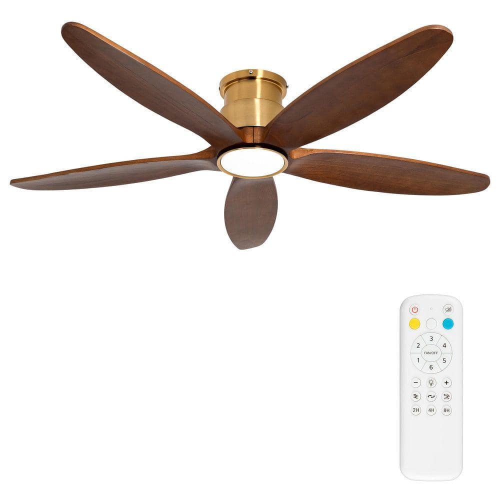 raccroc 52in. Dimmable LED Indoor Brown Blade and Gold Top Flush