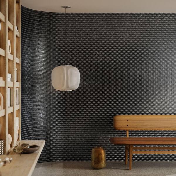 Ivy Hill Tile Glimmer Iridescent Black 11.61 in. x 11.73 in