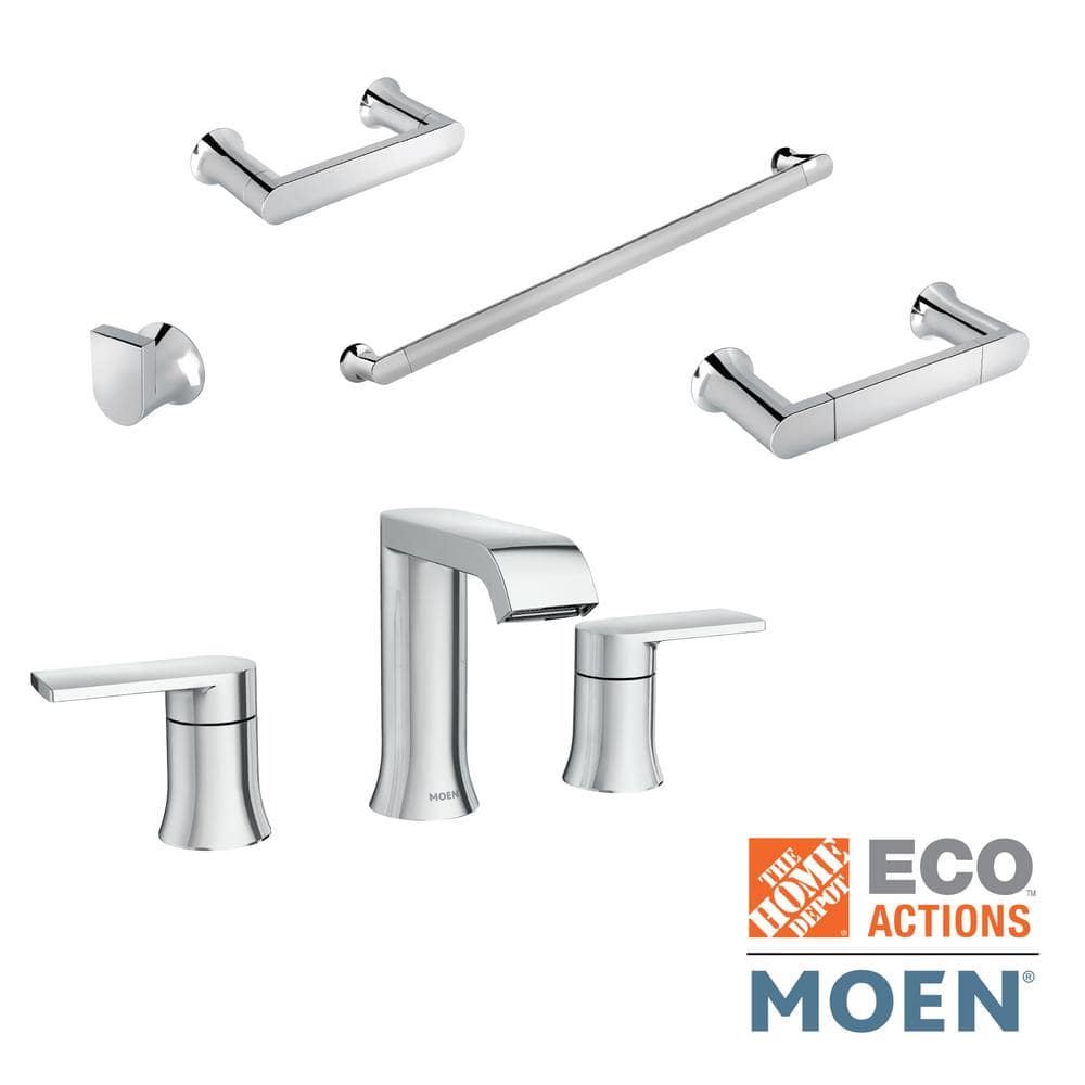 MOEN Genta 8 in. Widespread Bathroom Faucet w/ 4Piece Hardware Set