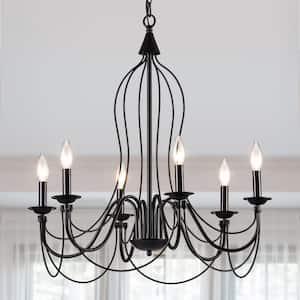 Boise 6 -Light Candle Style Classic Chandelier with Wrought Iron