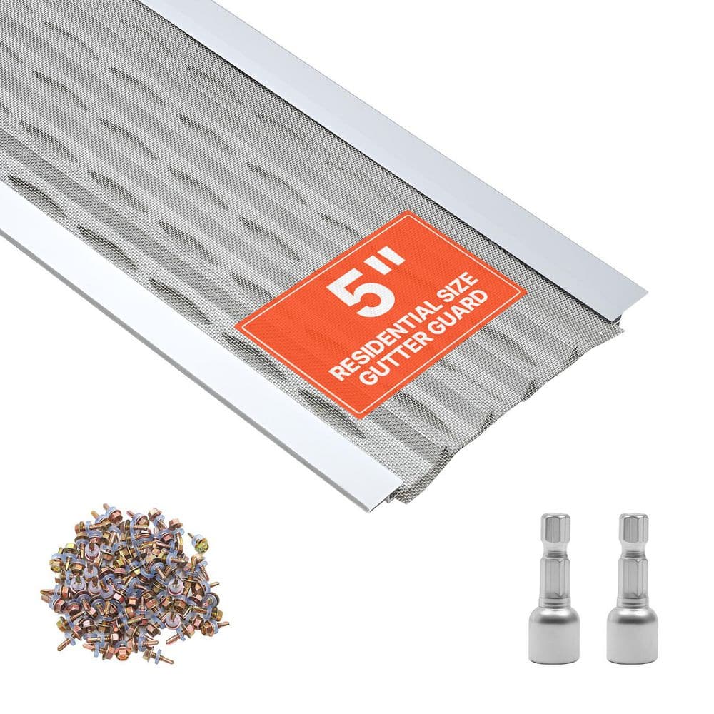 Gutter Guard, 5 in. Aluminum Gutter Cover with Stainless Steel Micro Mesh, 100 ft. Length, Screws Included, 20 Pieces price history on PriceWatchPro