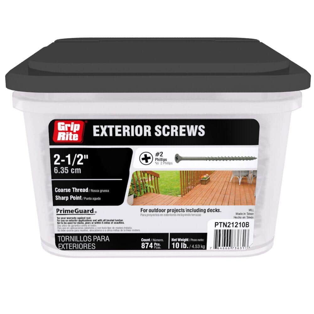 Grip-Rite #8 x 2-1/2 in. Philips Bugle-Head Coarse Thread Sharp Point Polymer Coated Exterior Screws (10 lbs./860-Piece) -  PTN21210B