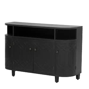 Black 31.90 in. Curved Design Accent Cabinet with 4 Doors and Adjustable Shelves for Corridors, Entrances